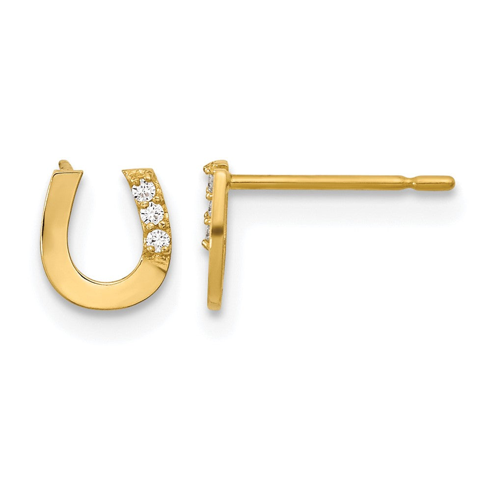 14k Madi K CZ Horseshoe Childrens Post Earrings
