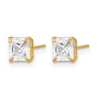 14k Madi K 5mm Square CZ Basket-Set Stud Earrings