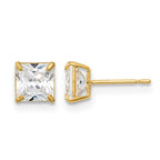 14k Madi K 5mm Square CZ Basket-Set Stud Earrings