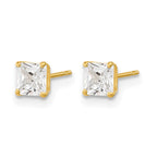 14k Madi K 4mm Square CZ Basket-Set Stud Earrings