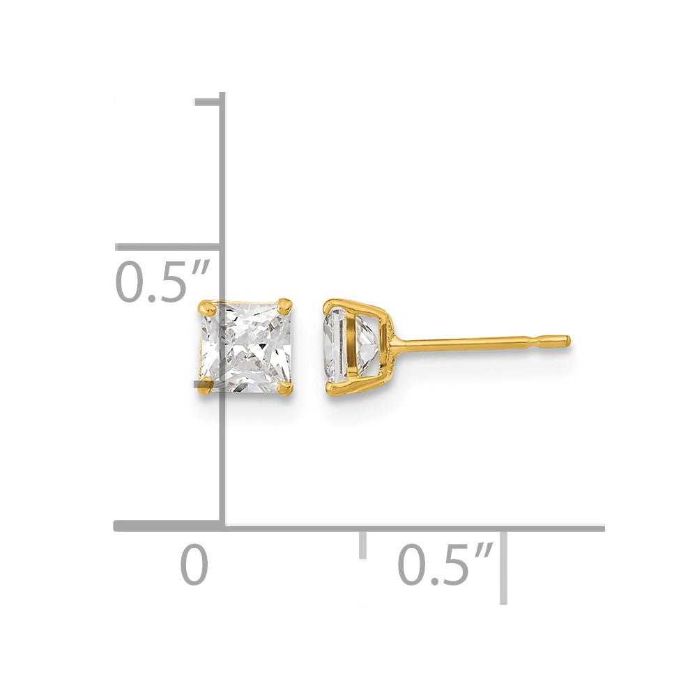 14k Madi K 4mm Square CZ Basket-Set Stud Earrings