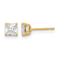 14k Madi K 4mm Square CZ Basket-Set Stud Earrings