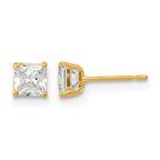 14k Madi K 4mm Square CZ Basket-Set Stud Earrings