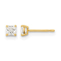 14k Madi K 3mm Square CZ Basket-Set Stud Earrings