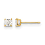 14k Madi K 3mm Square CZ Basket-Set Stud Earrings