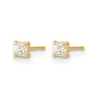 14k Madi K 2.5mm Square CZ Basket-Set Stud Earrings