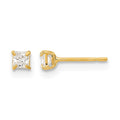 14k Madi K 2.5mm Square CZ Basket-Set Stud Earrings