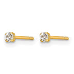 14k Madi K 2mm Round CZ Basket-Set Stud Earrings