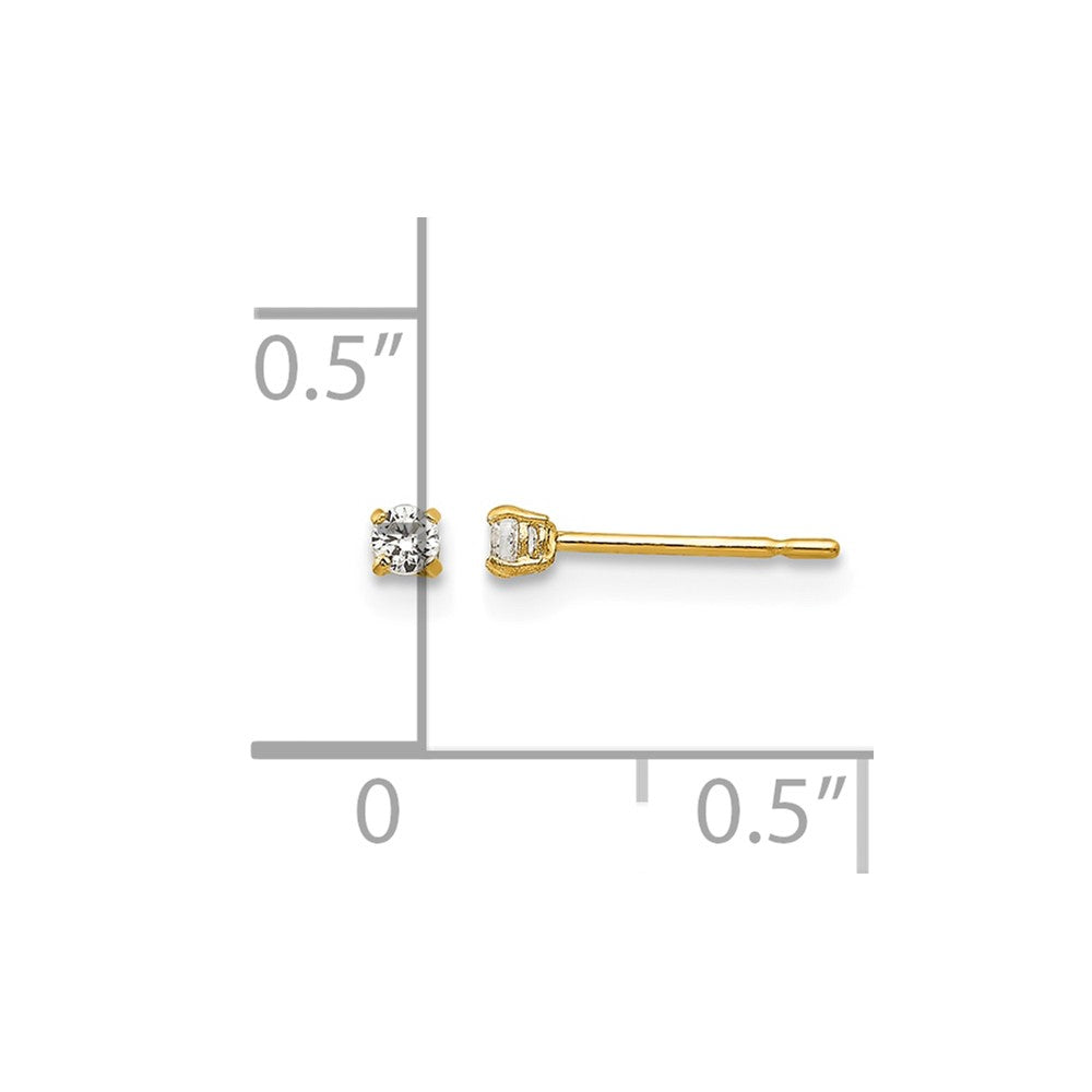 14k Madi K 2mm Round CZ Basket-Set Stud Earrings