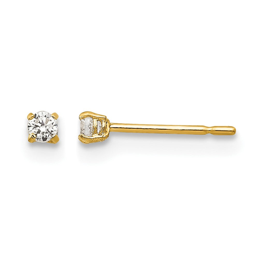14k Madi K 2mm Round CZ Basket-Set Stud Earrings