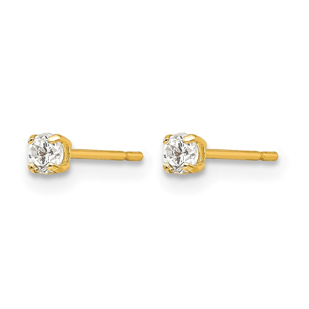 14k Madi K 2.5mm Round CZ Basket-Set Stud Earrings