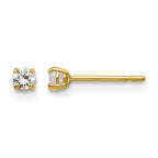 14k Madi K 2.5mm Round CZ Basket-Set Stud Earrings