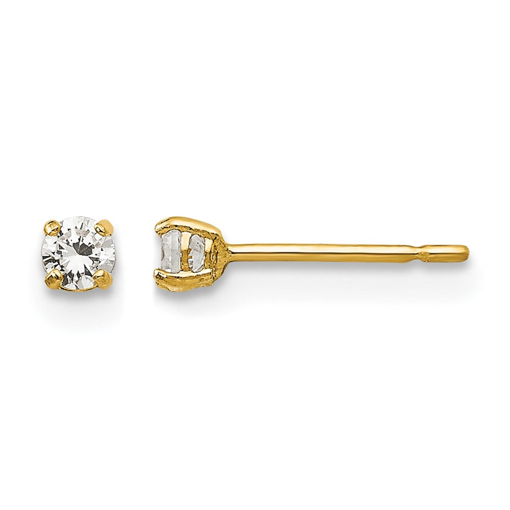 14k Madi K 2.5mm Round CZ Basket-Set Stud Earrings