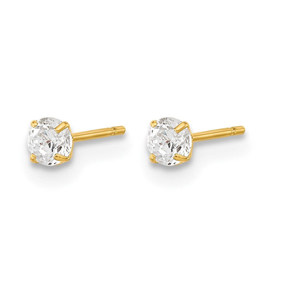 14k Madi K 3mm Round CZ Basket-Set Stud Earrings