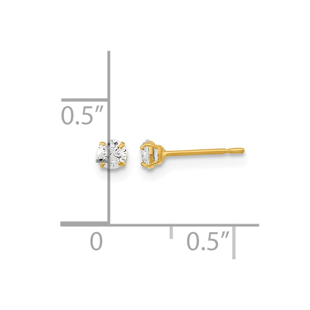 14k Madi K 3mm Round CZ Basket-Set Stud Earrings