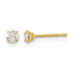 14k Madi K 3mm Round CZ Basket-Set Stud Earrings