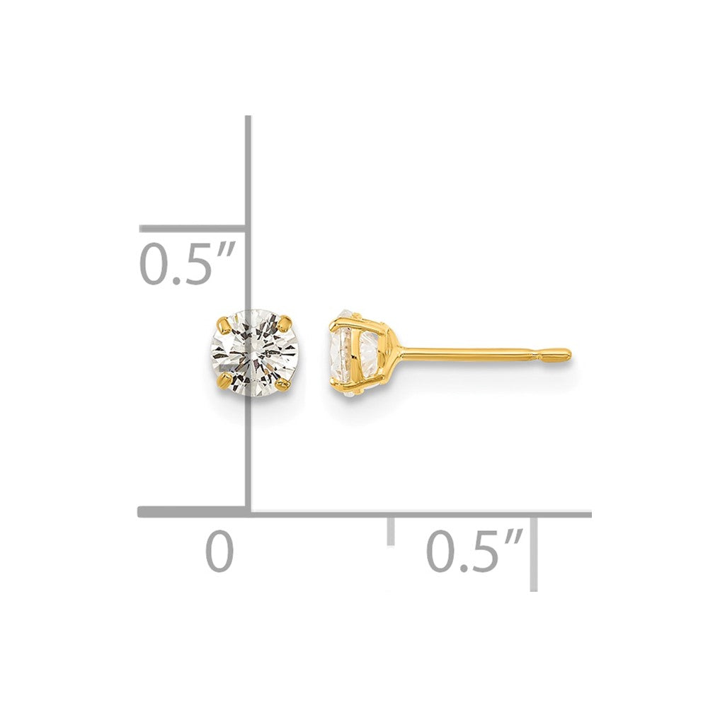 14k Madi K 4mm Round CZ Basket-Set Stud Earrings