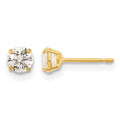 14k Madi K 4mm Round CZ Basket-Set Stud Earrings