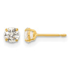 14k Madi K 4mm Round CZ Basket-Set Stud Earrings