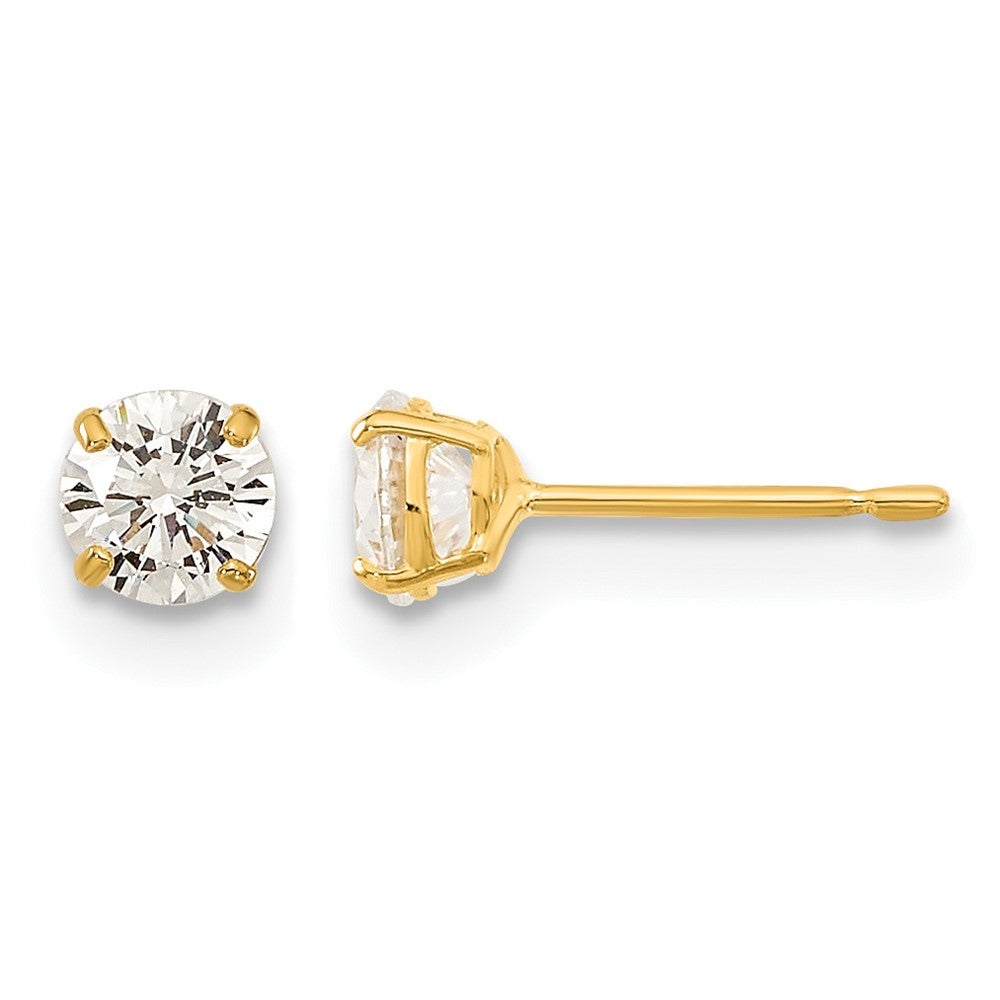 14k Madi K 4mm Round CZ Basket-Set Stud Earrings