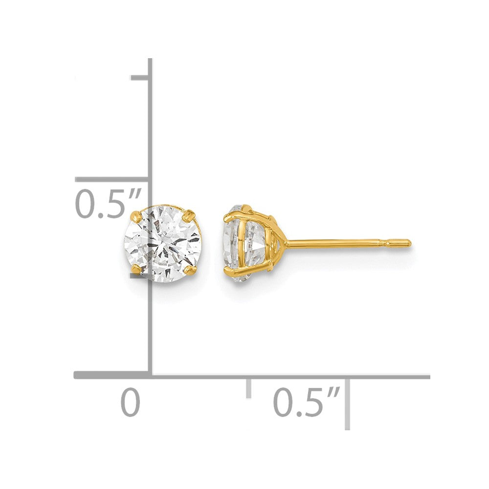 14k Madi K 5mm Round CZ Basket-Set Stud Earrings