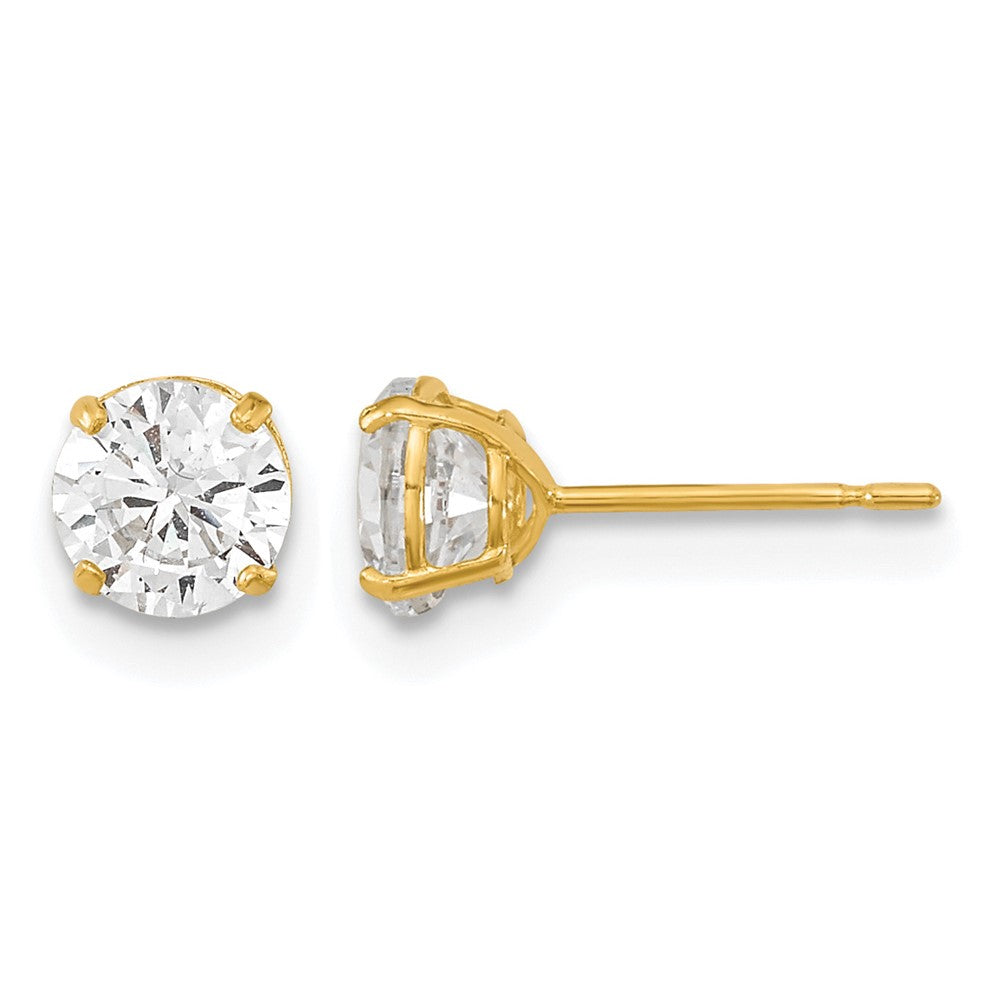 14k Madi K 5mm Round CZ Basket-Set Stud Earrings
