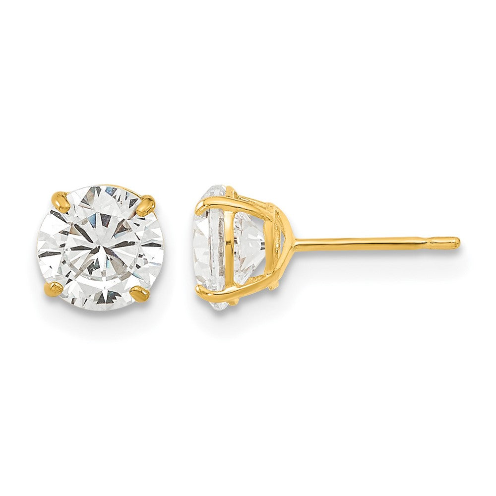 14k Madi K 6mm Round CZ Basket-Set Stud Earrings