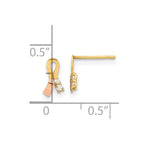 14k Madi K Yellow & Rose Gold CZ Children's Ribbon Earrings