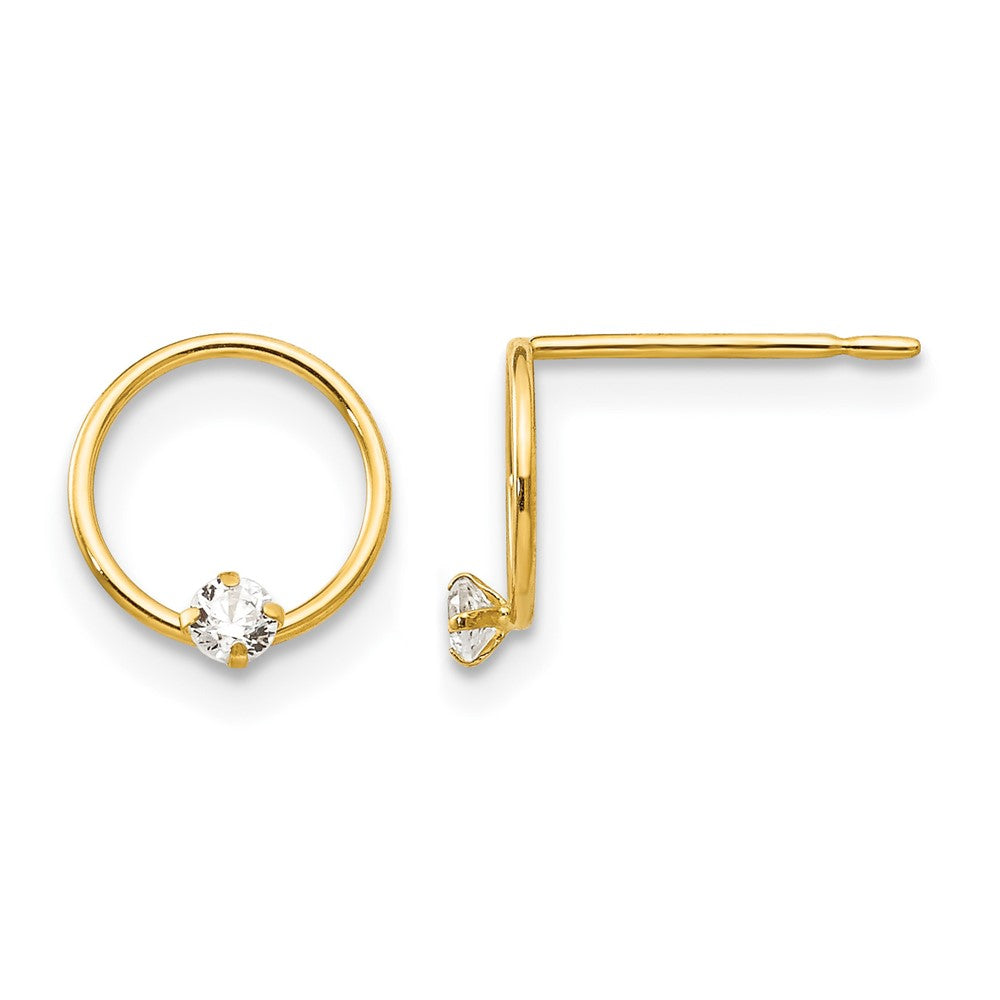 14k Madi K CZ Circle Childrens Post Earrings