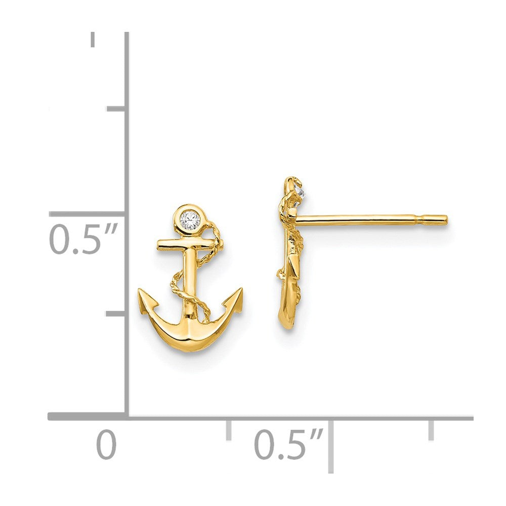 14k Madi K CZ Anchor Childrens Post Earrings