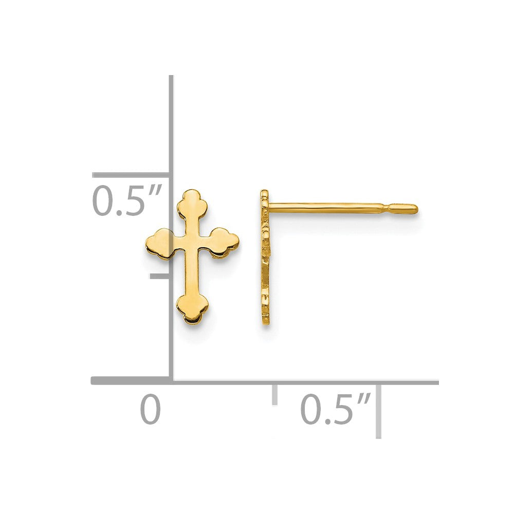 14k Madi K Cross Childrens Post Earrings