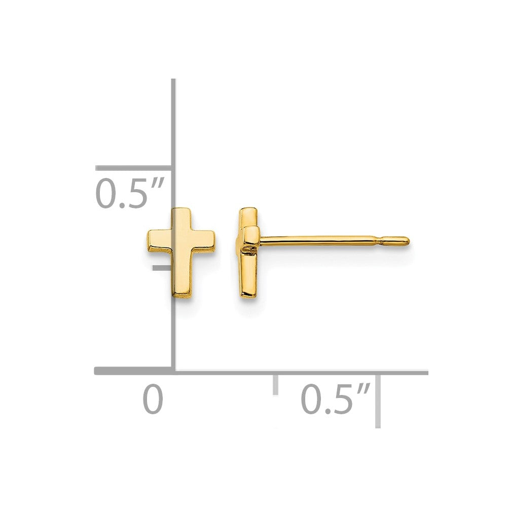 14k Madi K Tiny Cross Childrens Post Earrings