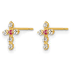14k Madi K CZ Cross Childrens Post Earrings