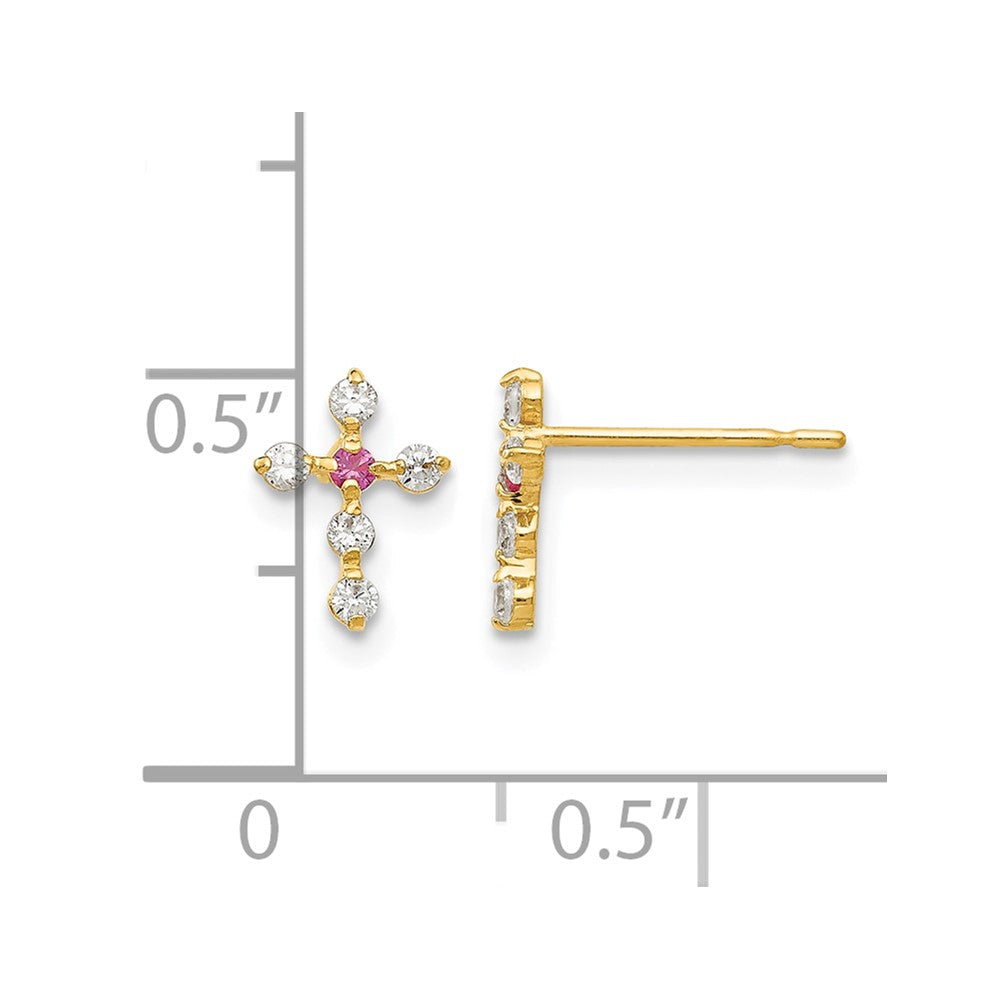 14k Madi K CZ Cross Childrens Post Earrings