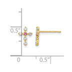 14k Madi K CZ Cross Childrens Post Earrings