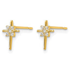 14k Madi K CZ Cross Childrens Post Earrings