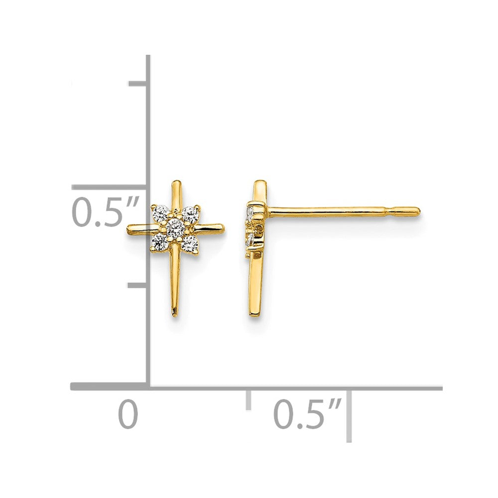 14k Madi K CZ Cross Childrens Post Earrings