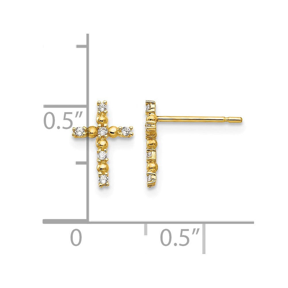 14k Madi K CZ Cross Childrens Post Earrings