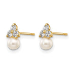 14k Madi K White Freshwater Cultured Pearl and CZ Post Earrings