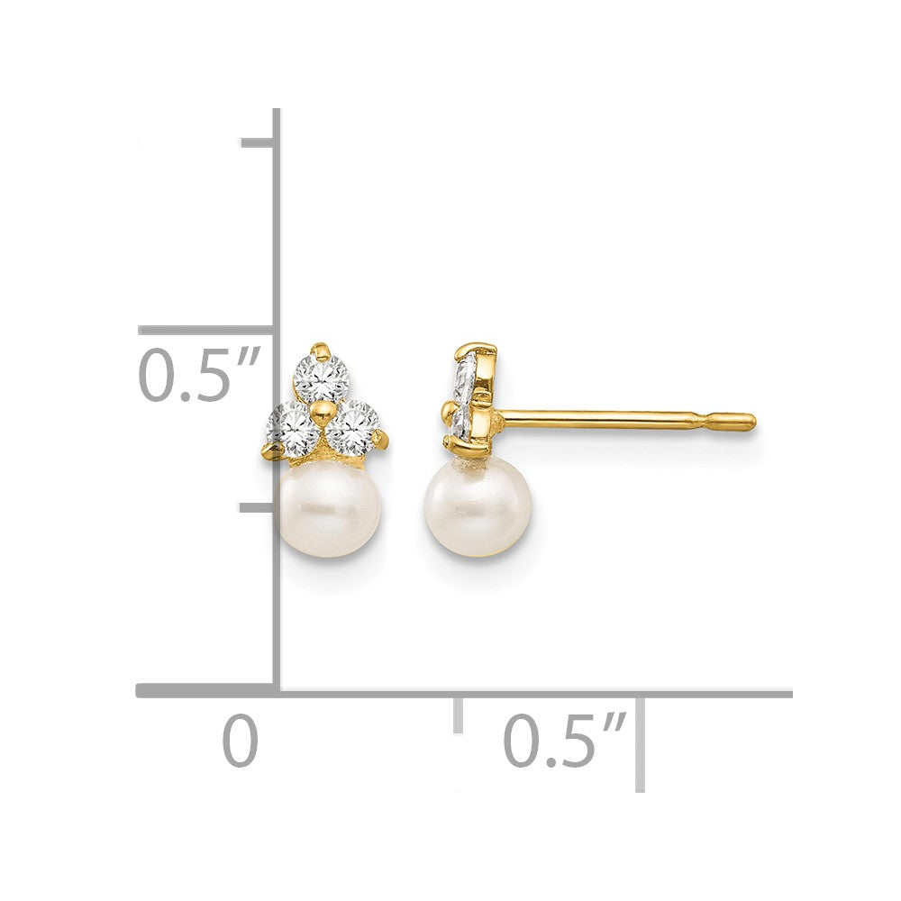 14k Madi K White Freshwater Cultured Pearl and CZ Post Earrings