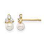 14k Madi K White Freshwater Cultured Pearl and CZ Post Earrings