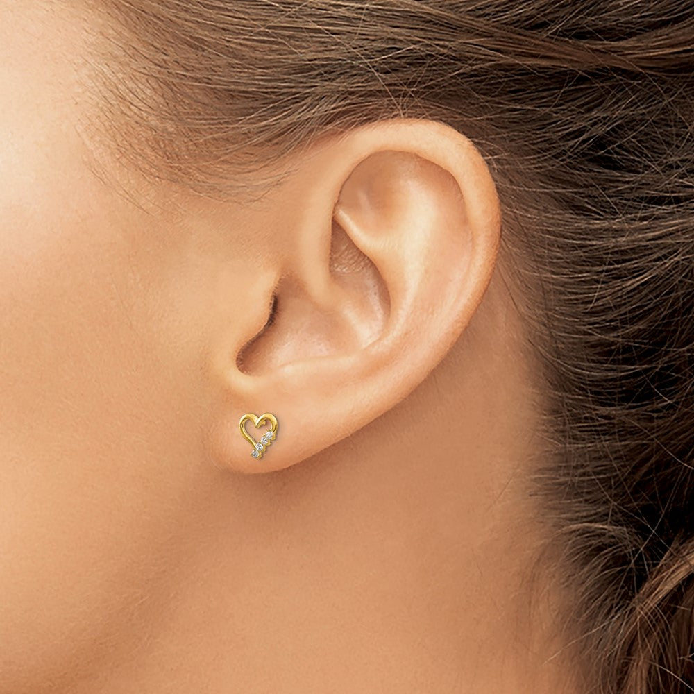 14k Madi K CZ Heart Childrens Post Earrings