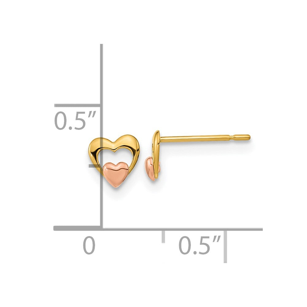 14k Yellow and Rose Gold Madi K 5.00mm Heart Childrens Post Earrings