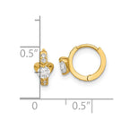 14k Madi K CZ Heart Childrens Hinged Hoop Earrings
