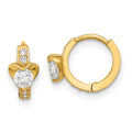 14k Madi K CZ Heart Childrens Hinged Hoop Earrings