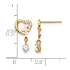 14k Madi K Two-tone CZ Cross and Heart Childrens Post Earrings