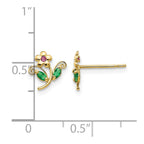 14k Madi K Red and Green CZ Flower Childrens Post Earrings