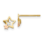 14k Yellow and Rose Gold Madi K CZ Star Childrens Post Earrings