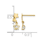 14k Madi K CZ Star Dangle Childrens Post Earrings