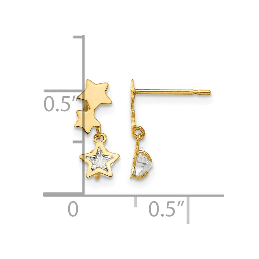 14k Madi K CZ Star Dangle Childrens Post Earrings